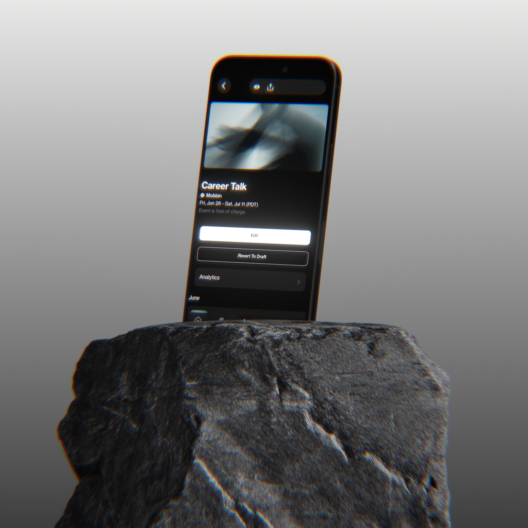 3D product rock shot, a still design made in Raylight