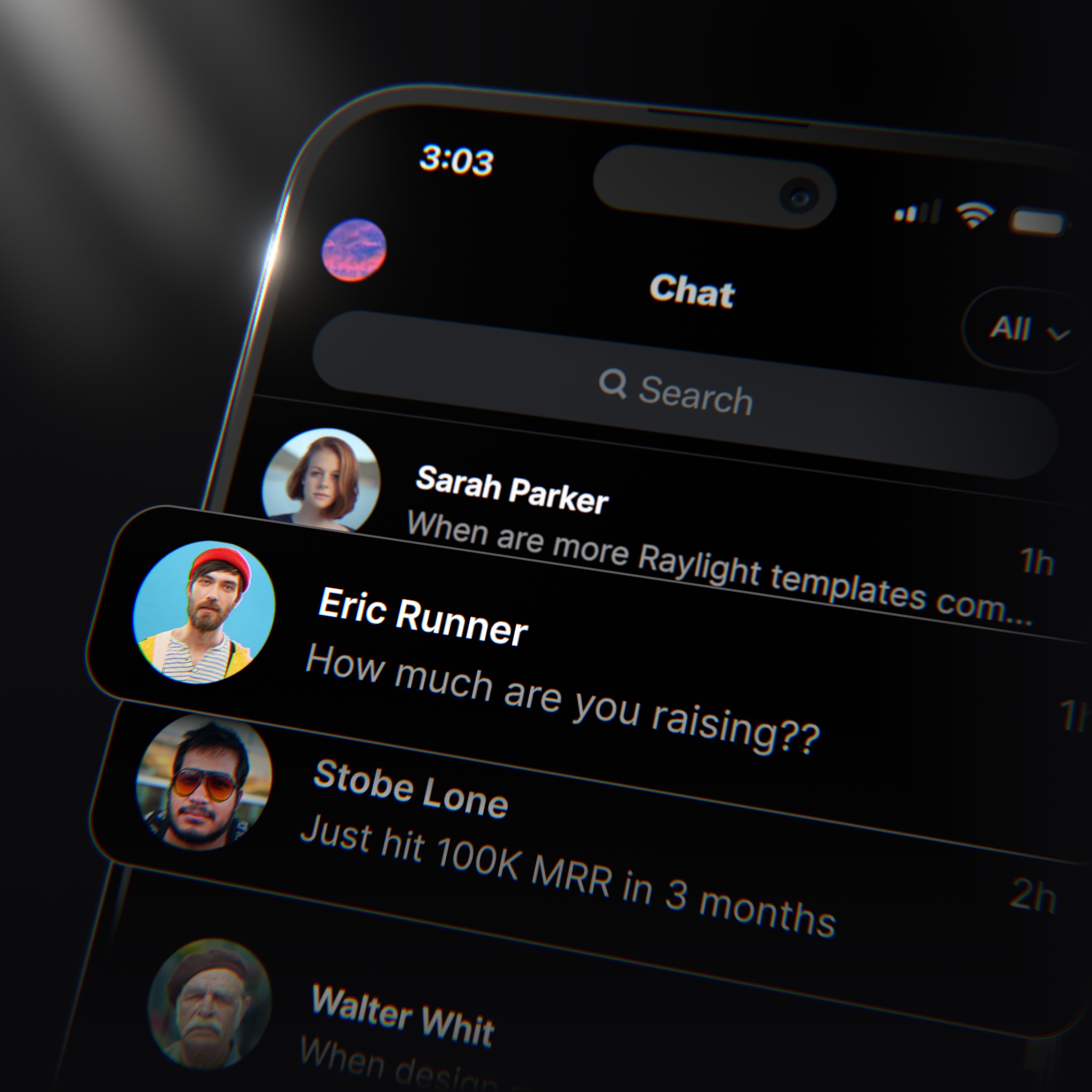 X Chat, a still design made in Raylight